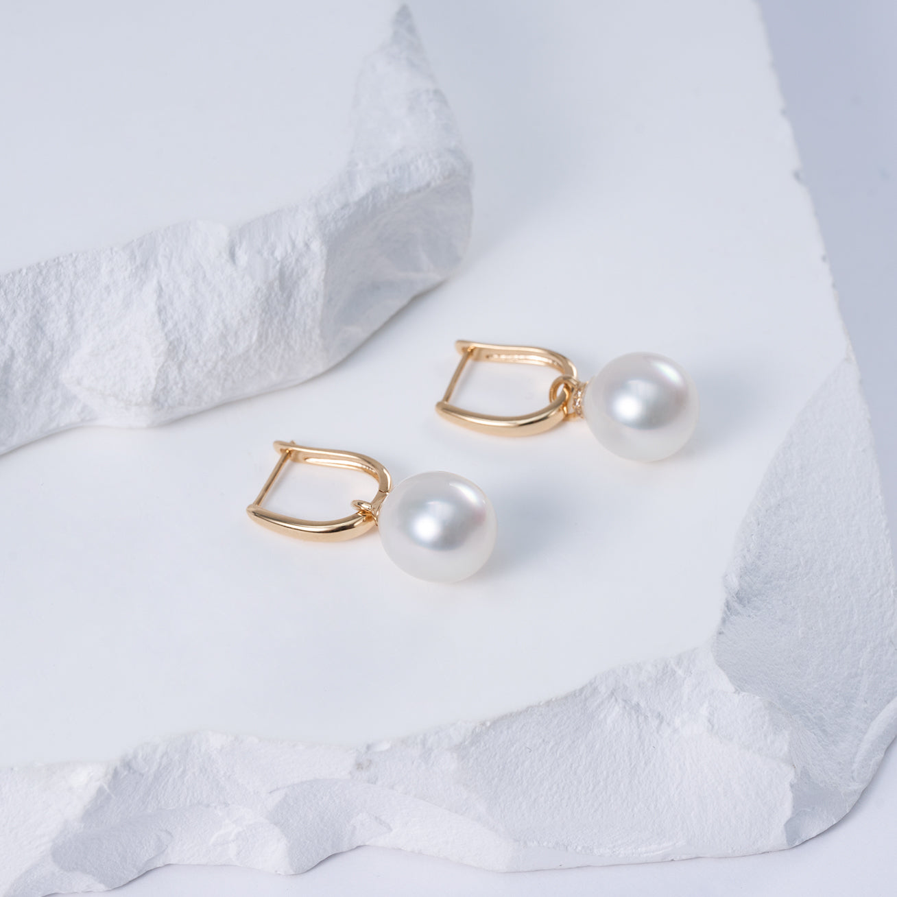 18K Solid Gold Australian White Pearl Earrings - Classic Studs for Women, Gift Box Included | Perfect for Weddings, Parties & Everyday Elegance