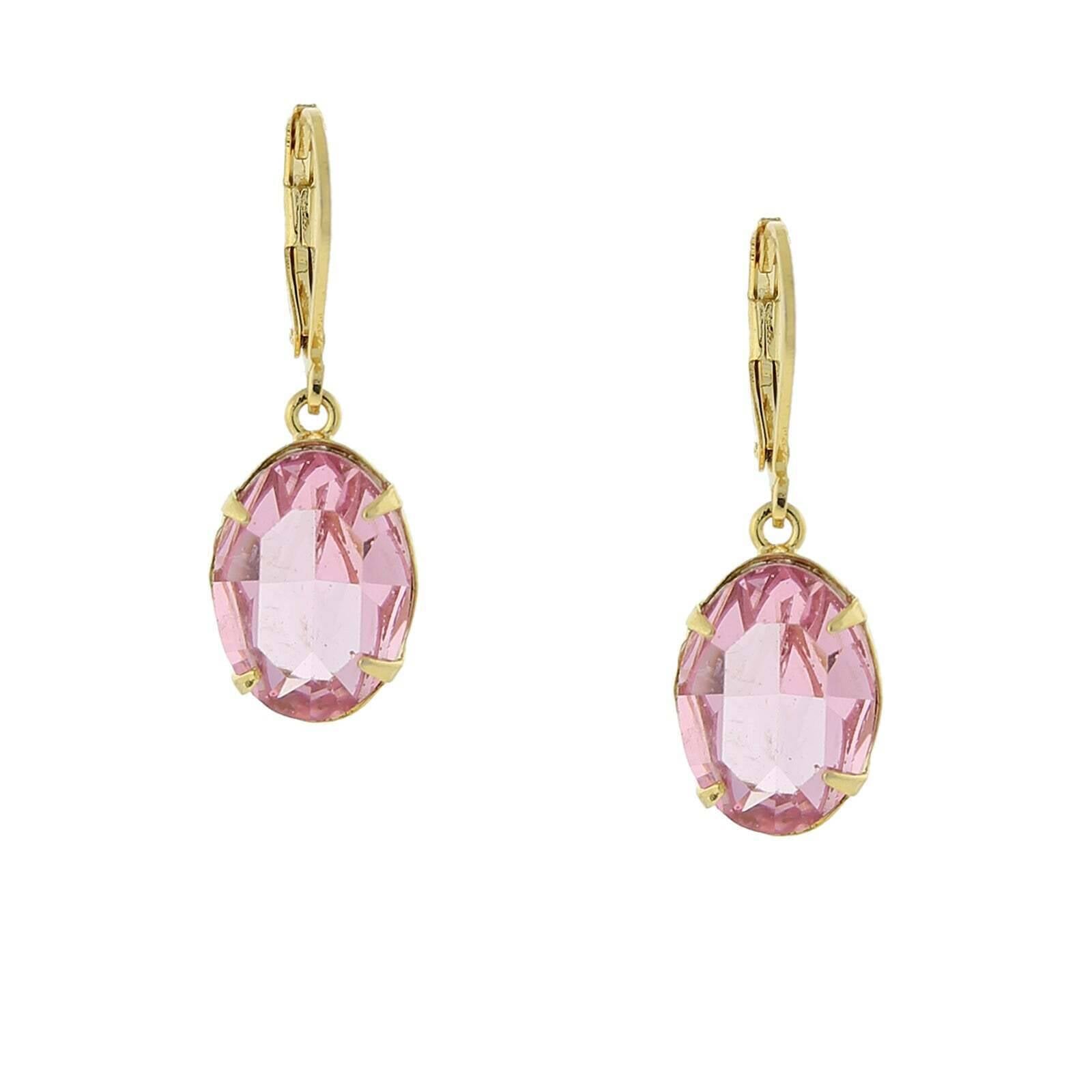 1928 Pink Genuine Austrian Crystal Oval Drop Earrings for Women - Elegant Dangle Jewelry for Party, Wedding & Special Occasions