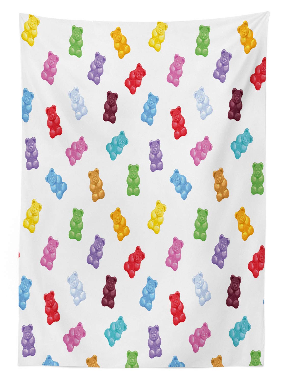 Ambesonne Gummy Bear Tablecloth - Vibrant Candy Print Washable Picnic Table Cover 58x120 Inches - Perfect for Outdoor Dining, Birthday Parties & Dessert-Themed Events
