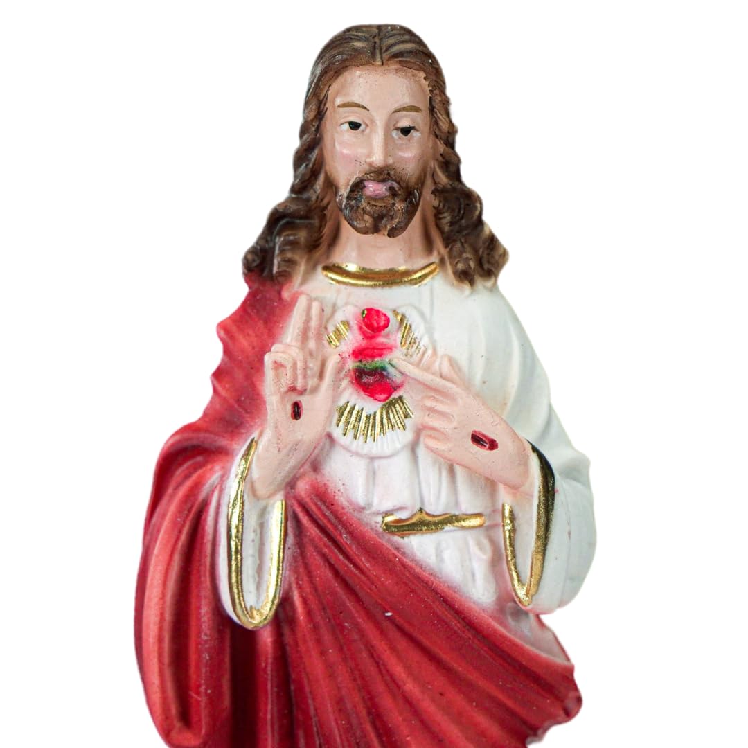 Handmade Sacred Heart of Jesus Statue - 6 Inch Religious Figurine for Home Altar, Catholic Decor & Gift Giving