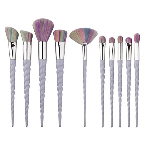 10-Piece Unicorn Makeup Brush Set - Premium Synthetic Cosmetic Brushes for Eyeshadow, Blending & Foundation - Perfect Gift for Teens & Makeup Beginners (Fantasy Collection)