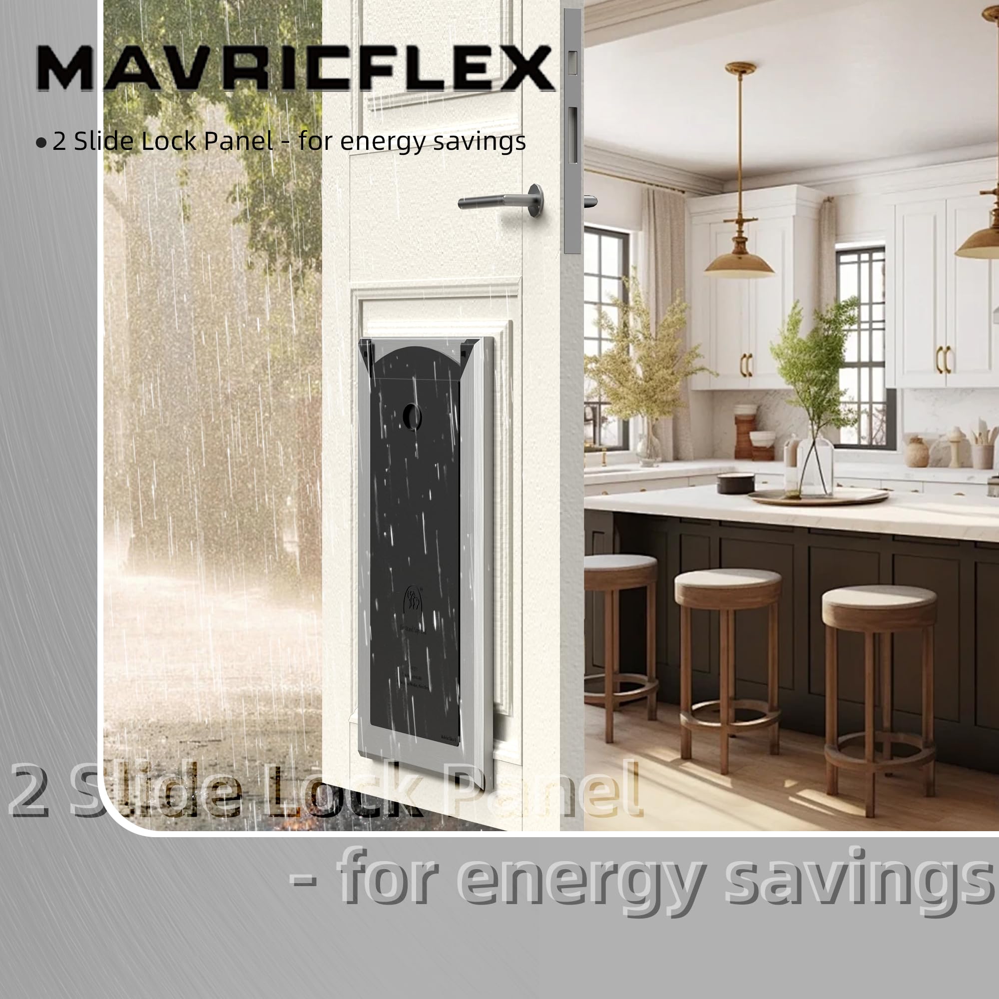 MAVRICFLEX Heavy Duty Dog Door - Energy Efficient Aluminum Frame with Double Sliding Lock Panel & Magnetic Double Flaps for Large Dogs Up to 100lbs - Perfect for Patio, Garage, or Indoor/Outdoor Pet Access