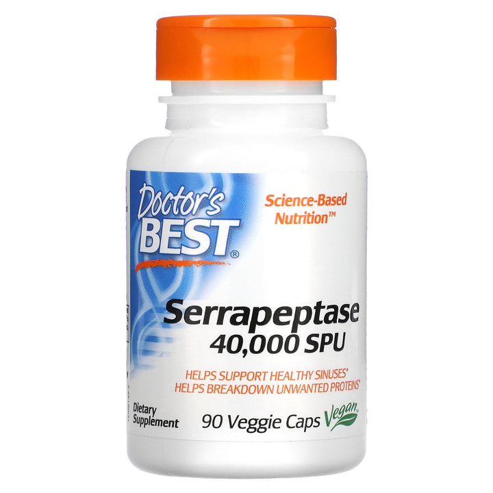 Doctor's Best Serrapeptase 40,000 SPU - 90 Vegetarian Capsules for Joint Support & Inflammation Relief - Supports Respiratory Health & Circulation