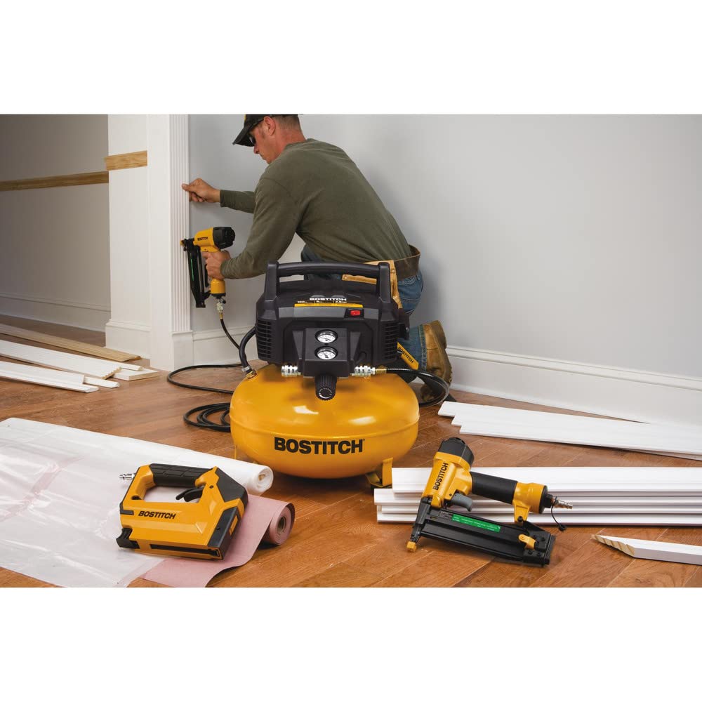 BOSTITCH BTFP3KIT 3-Tool Air Compressor Combo Kit - Pneumatic Nail Gun, Brad Nailer & Stapler for Woodworking, Framing & DIY Projects