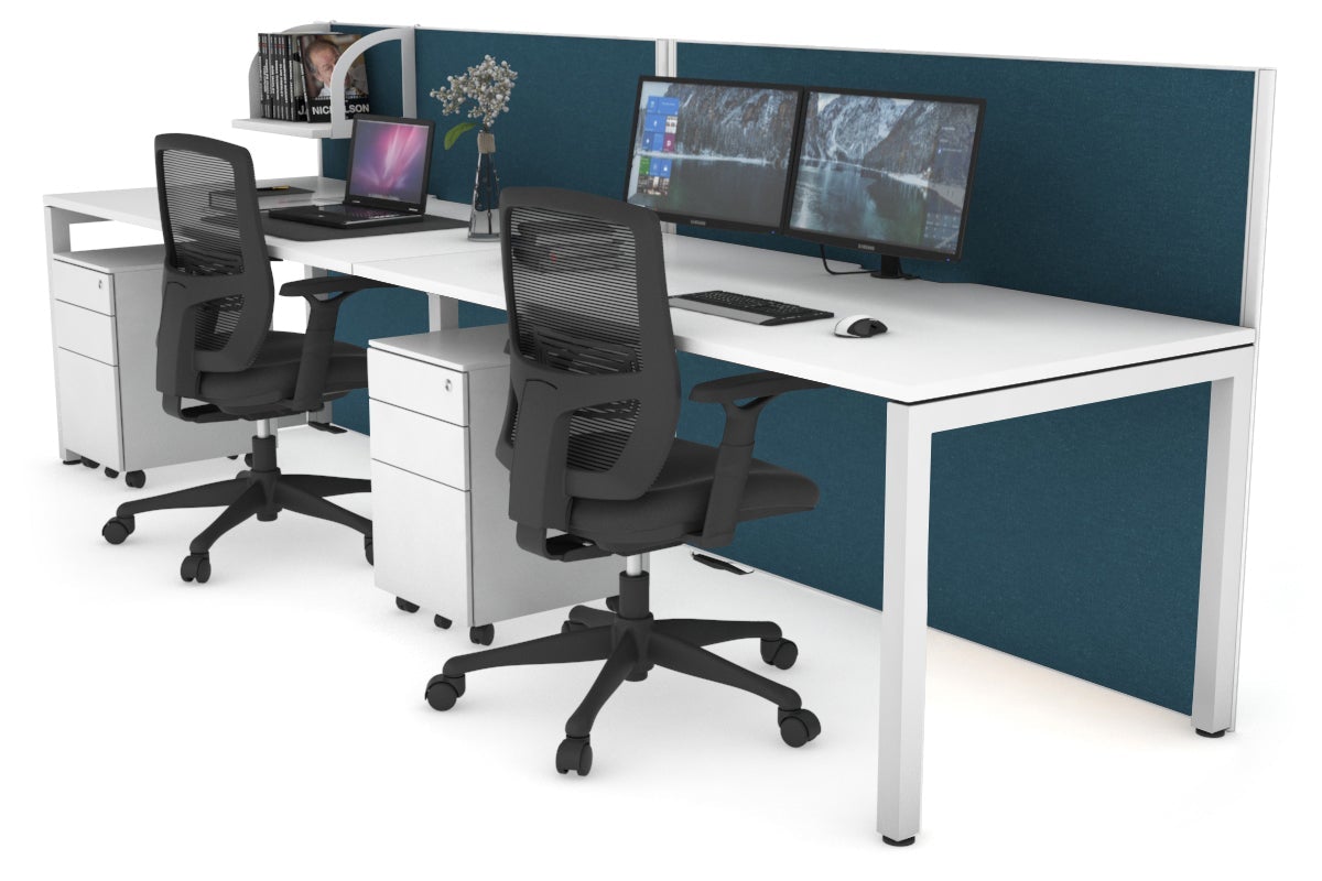 Horizon Quadro 2 Person Office Workstation with Square Legs - 1400L x 800W Dimensions, Cable Management Scallop - Perfect for Shared Workspaces & Collaborative Office Environments