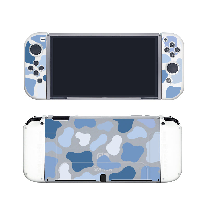 Premium Navy Blue Cow Print Protective Case for Nintendo Switch - Durable Cover for Gaming, Travel & Everyday Use