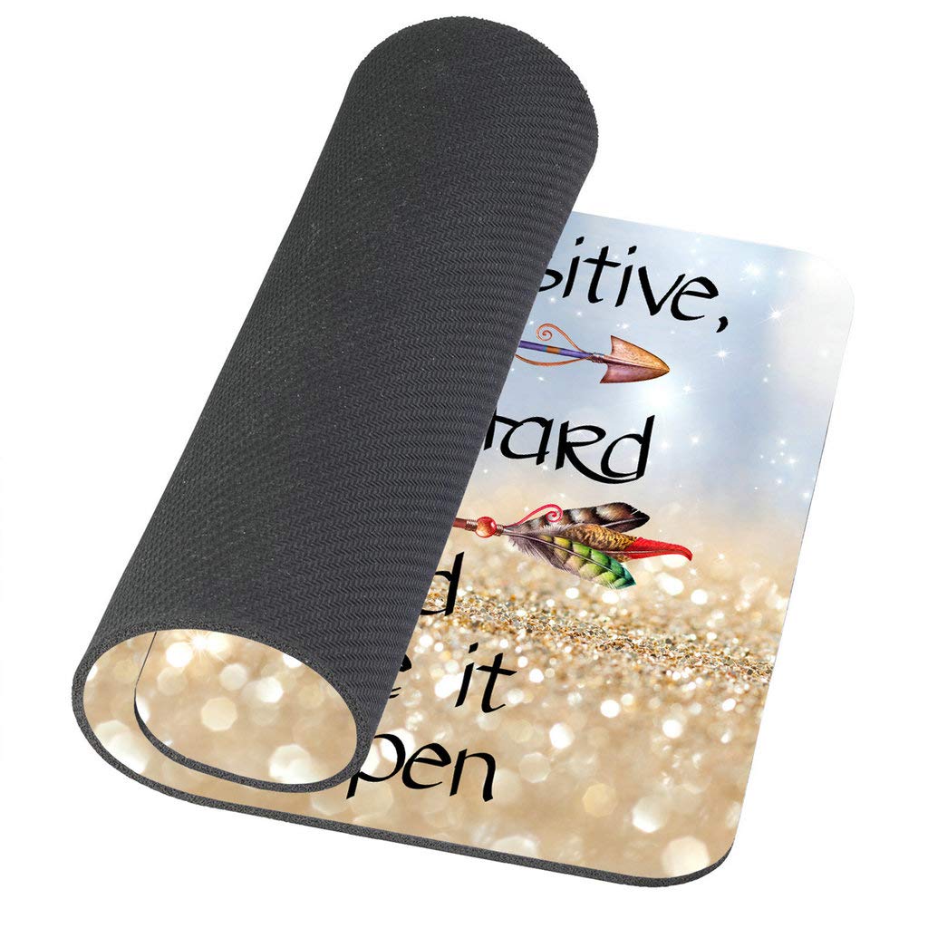 Motivational Mouse Pad with Inspirational Quote - Stay Positive Work Hard & Make It Happen | Non-Slip Office Desk Accessory for Computer, Laptop & Gaming Setup