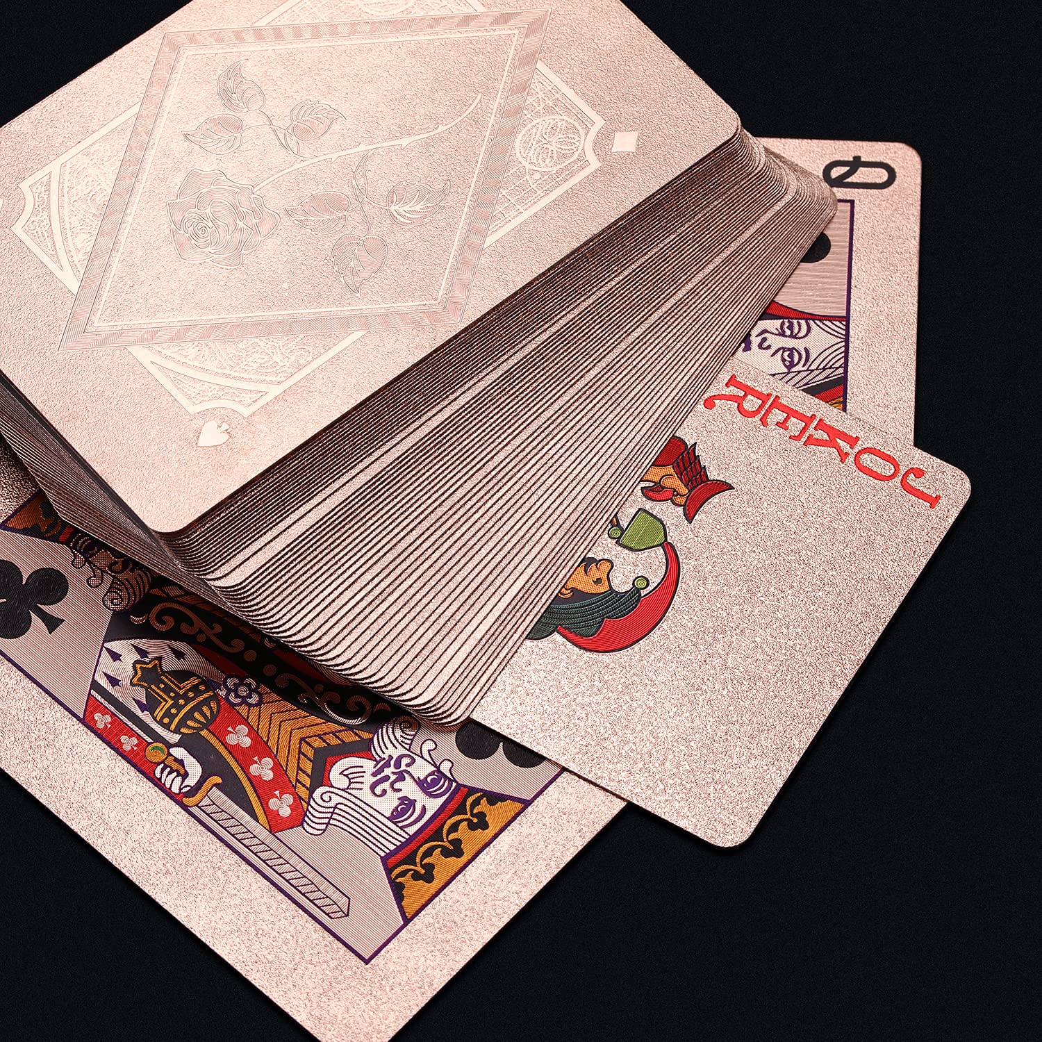 24K Gold Diamond Foil Poker Cards Set - 2 Decks Waterproof Plastic Playing Cards with Elegant Gift Box | Premium Casino & Family Game Night Accessories (Cool Silver & Rose Gold) - Perfect for Poker Nights, Magic Tricks, and Card Game Parties