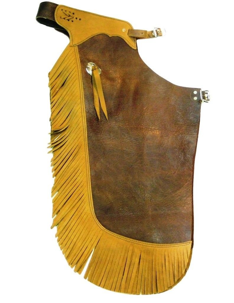 Kids Western Batwing Chaps Adjustable Fringe Leather 24