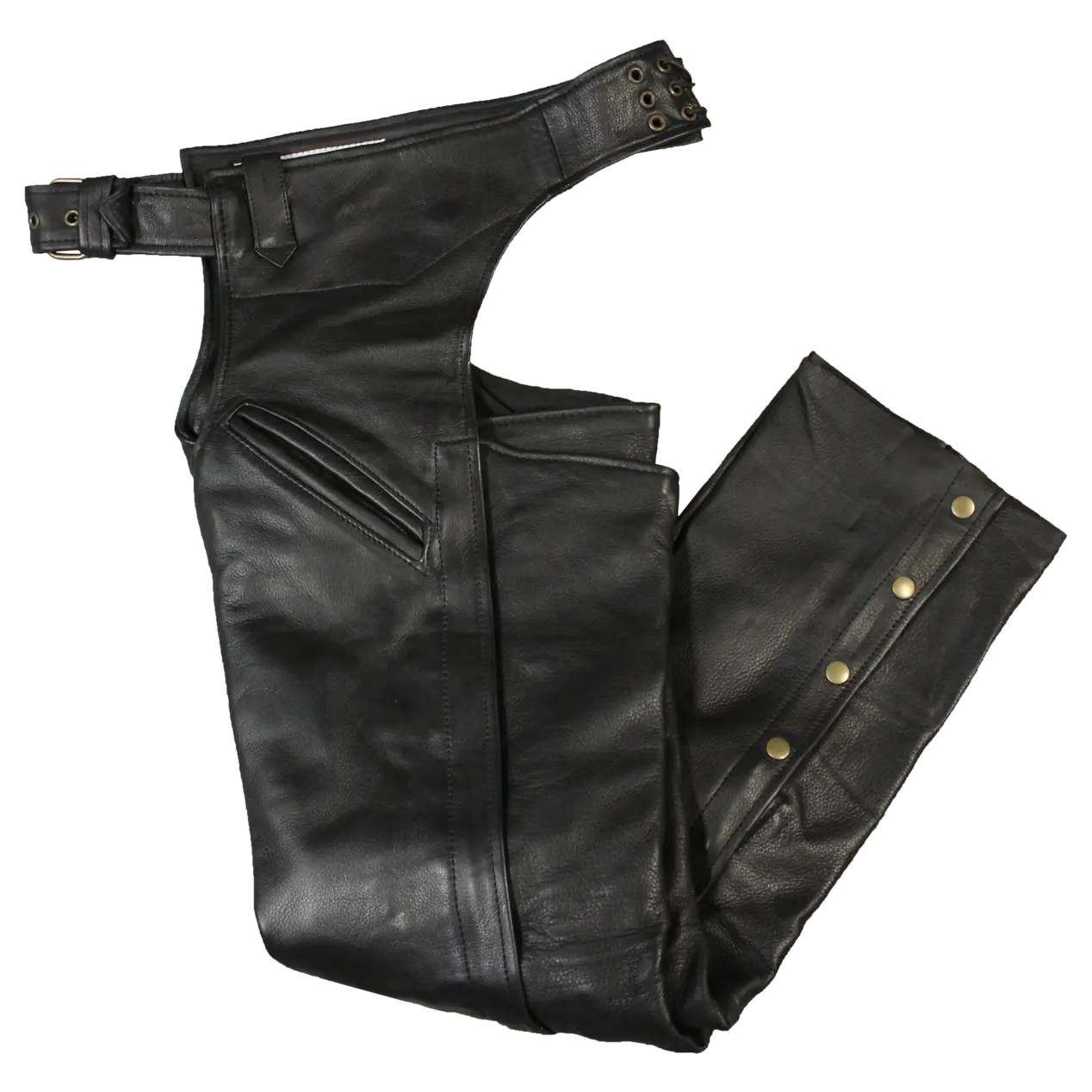 Premium Open Road Men's 2-Pocket Leather Chaps - Durable Motorcycle Riding Gear for Bikers & Outdoor Enthusiasts