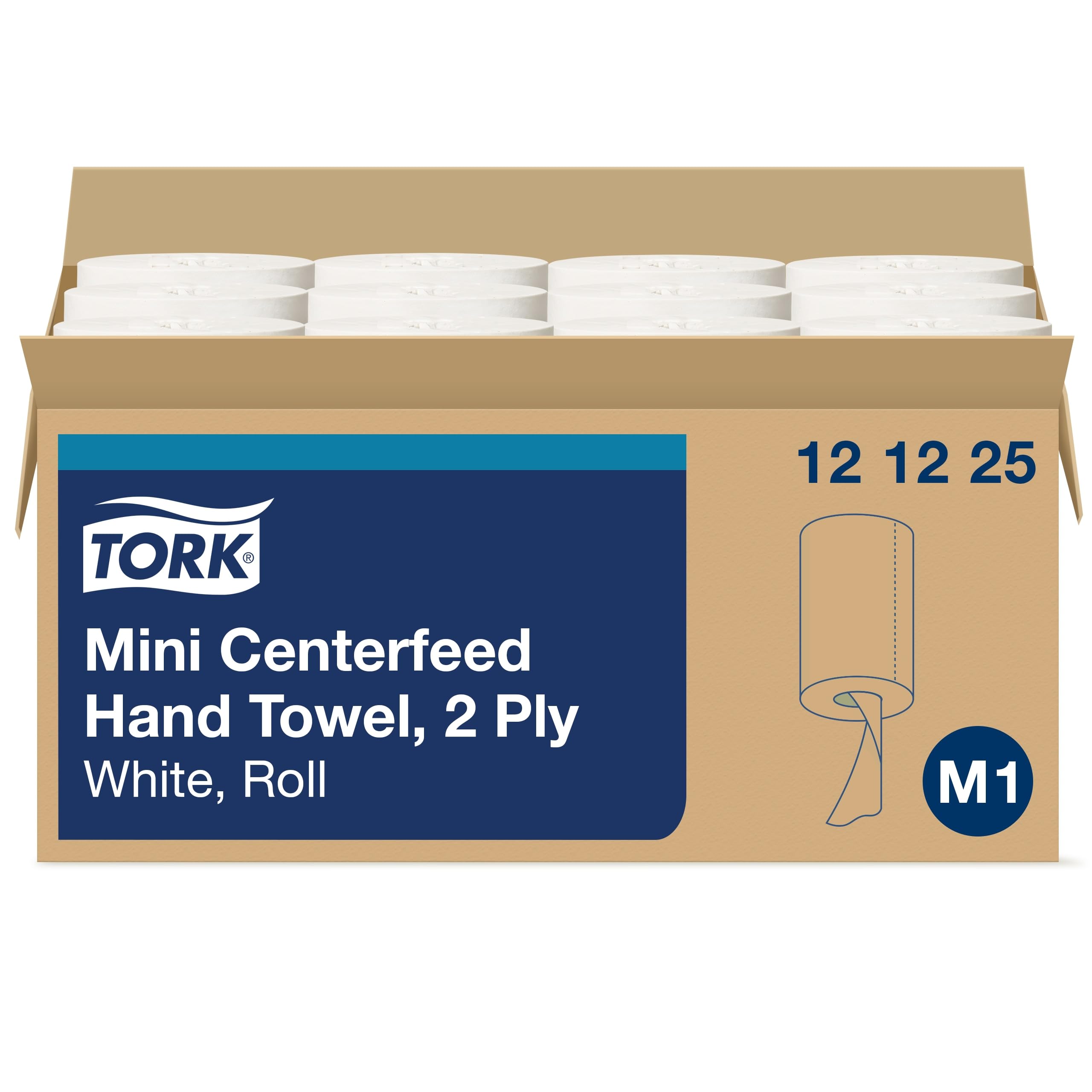 Tork Basic Mini Centerfeed Paper Towel White M1 | High Absorbency | 12 x 266 Sheets (121225) | Ideal for Home, Office & Restaurant Use