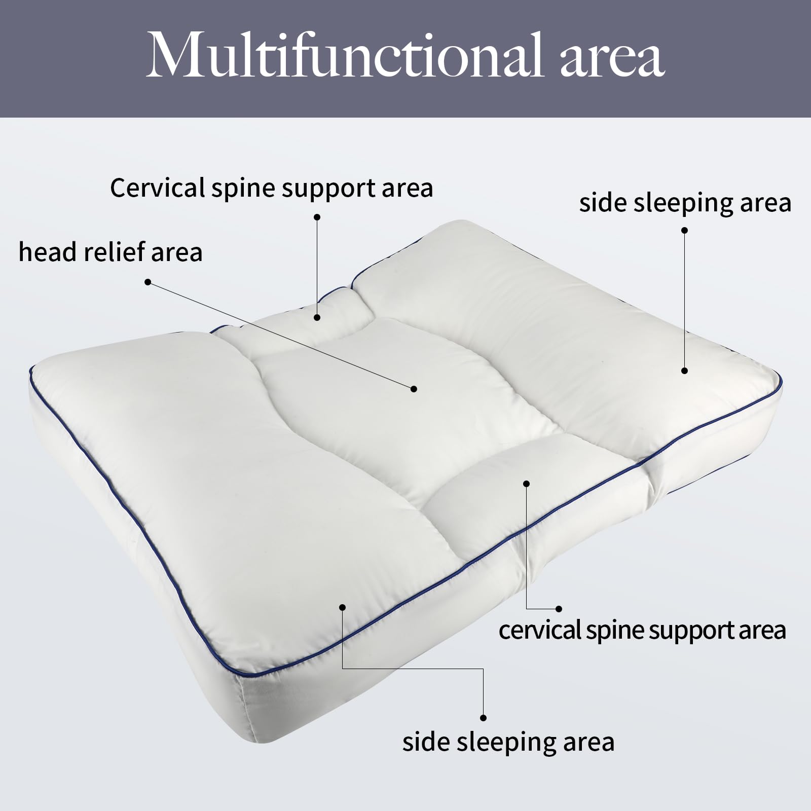 Functional Partition Pillow - Standard Size Bed Pillow for Back, Stomach & Side Sleepers - Orthopedic Support for Better Sleep - Perfect Gift for Family & Friends - Ideal for Home, Office & Travel Use