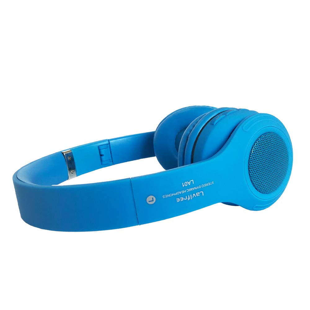 Wireless Bluetooth Kids Headphones with LED Lights, 85dB Volume Limiting, Foldable Design, Built-in Mic, FM Radio & Micro SD Support - Compatible with Phone, Tablet, PC, Laptop, TV (Blue) - Perfect for Online Learning, Gaming, and Travel Entertainment