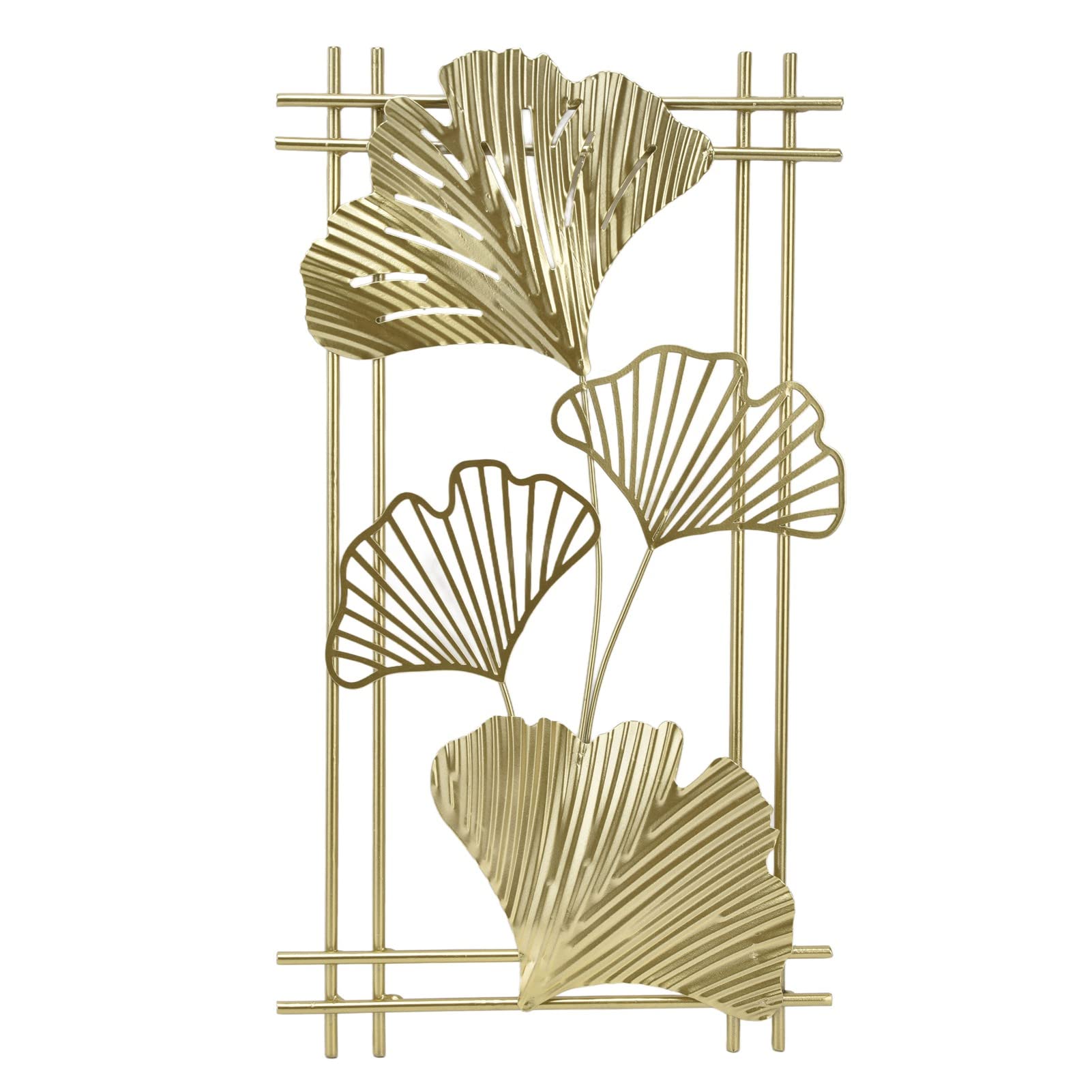 Large Gold Metal Wall Art Decor - Golden Leaf Sculpture with Frame for Living Room, Bedroom, Office | Elegant Home & Interior Design Decorations