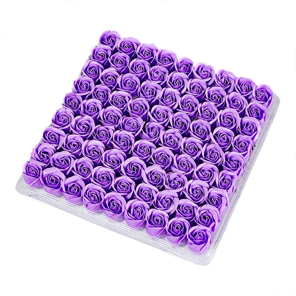 Kiosan 3-Layer Rose Soap Flower Bouquet - Realistic Artificial Eternal Roses for Home Decor, Wedding Centerpieces & Romantic Gifts (Purple, One Size)