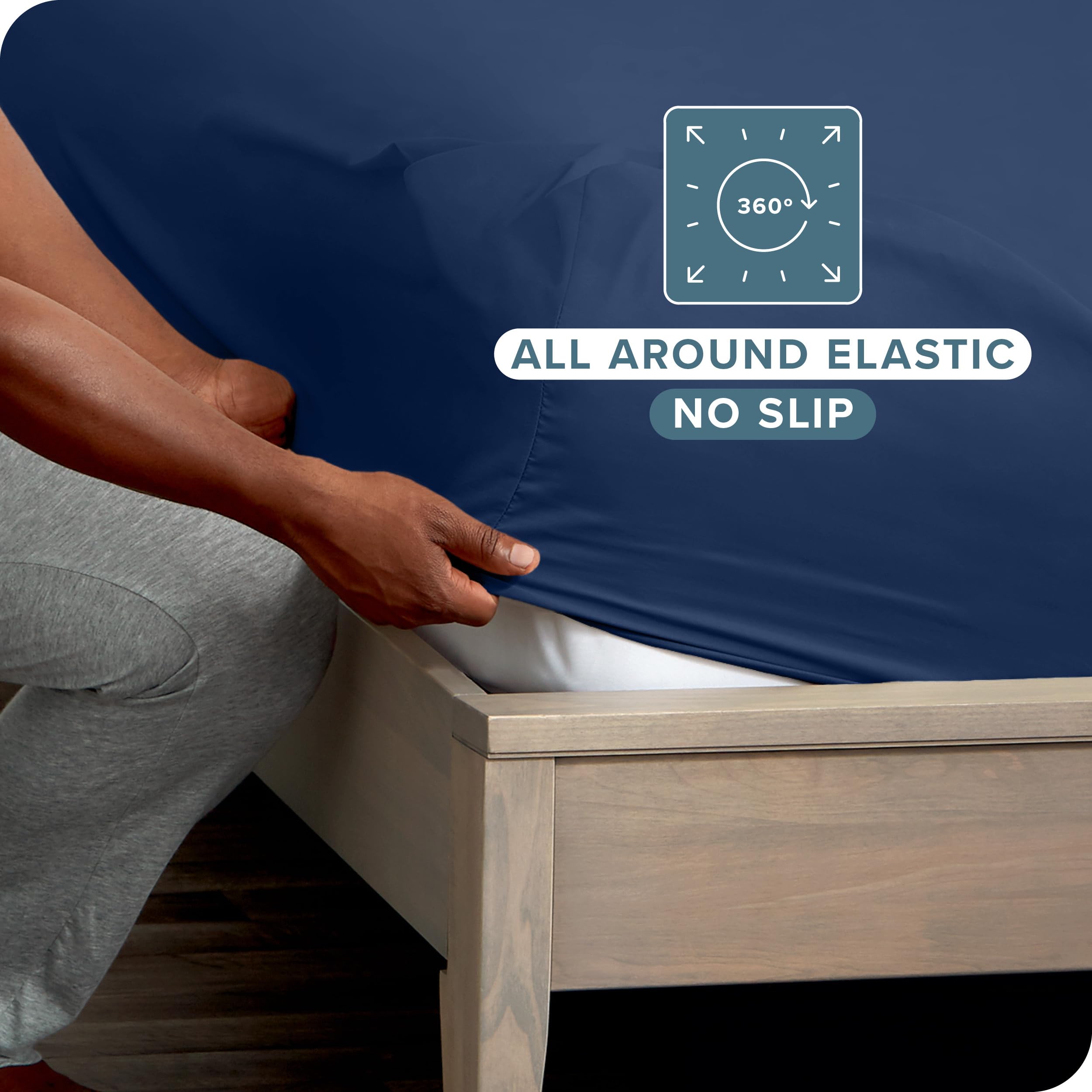 Bare Home 2-Pack King Size Fitted Sheets - 1800 Thread Count Ultra Soft Wrinkle Resistant Microfiber Deep Pocket Bed Sheets (Dark Blue) - Perfect for Master Bedroom, Guest Room & Vacation Homes