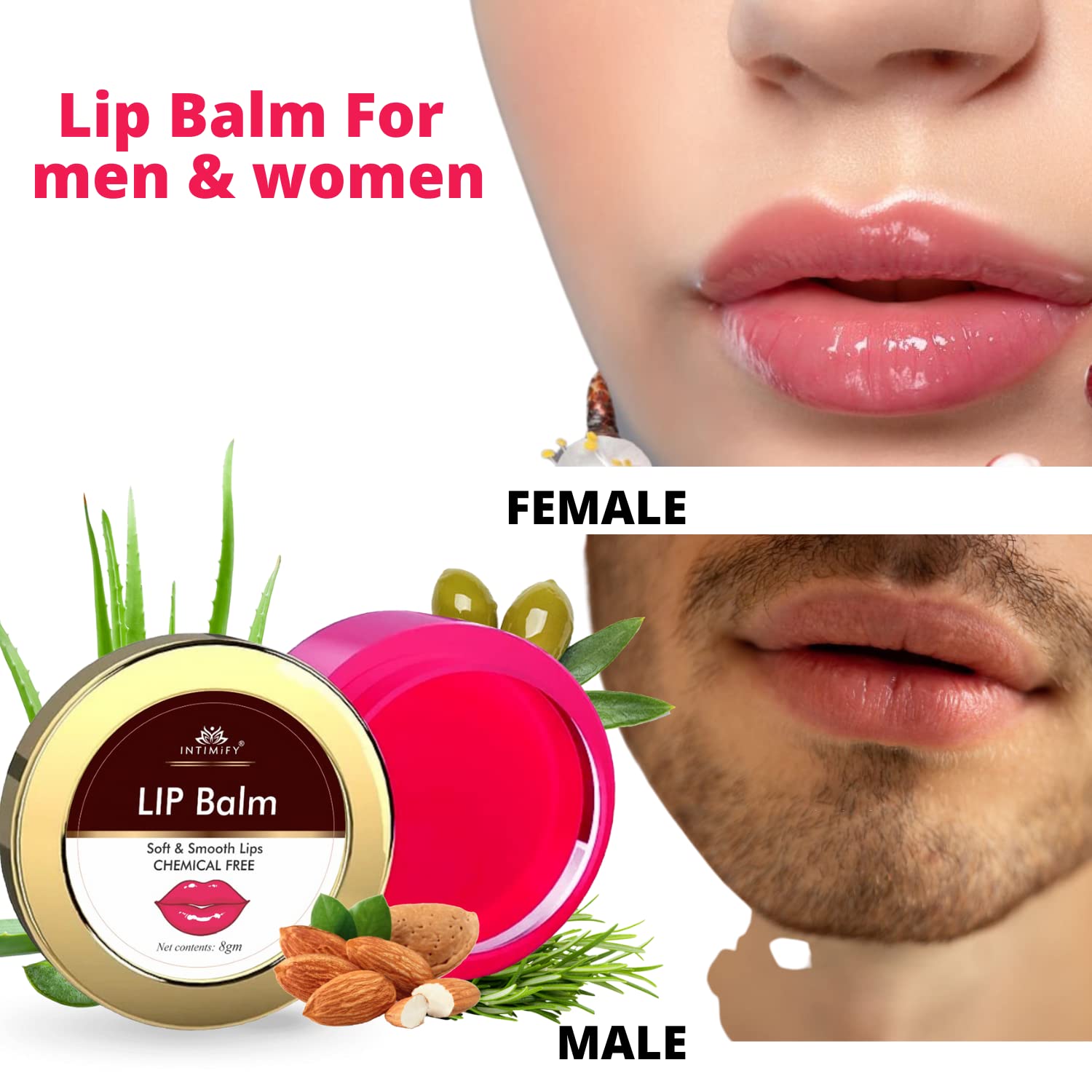 INTIMIFY Lip Balm for Dark Lips - Lighten & Moisturize Dry, Chapped Lips | Winter Lip Care for Women & Men | 8g Pack of 1 | Perfect for Daily Hydration & Night Repair
