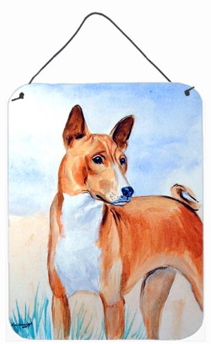 Red and White Basenji Dog Wall Art - 12x16 Aluminum Metal Sign for Kitchen, Bar, Bathroom & Front Door Decor | Caroline's Treasures 7223DS1216 | Durable Home Plaque for Indoor & Outdoor Use
