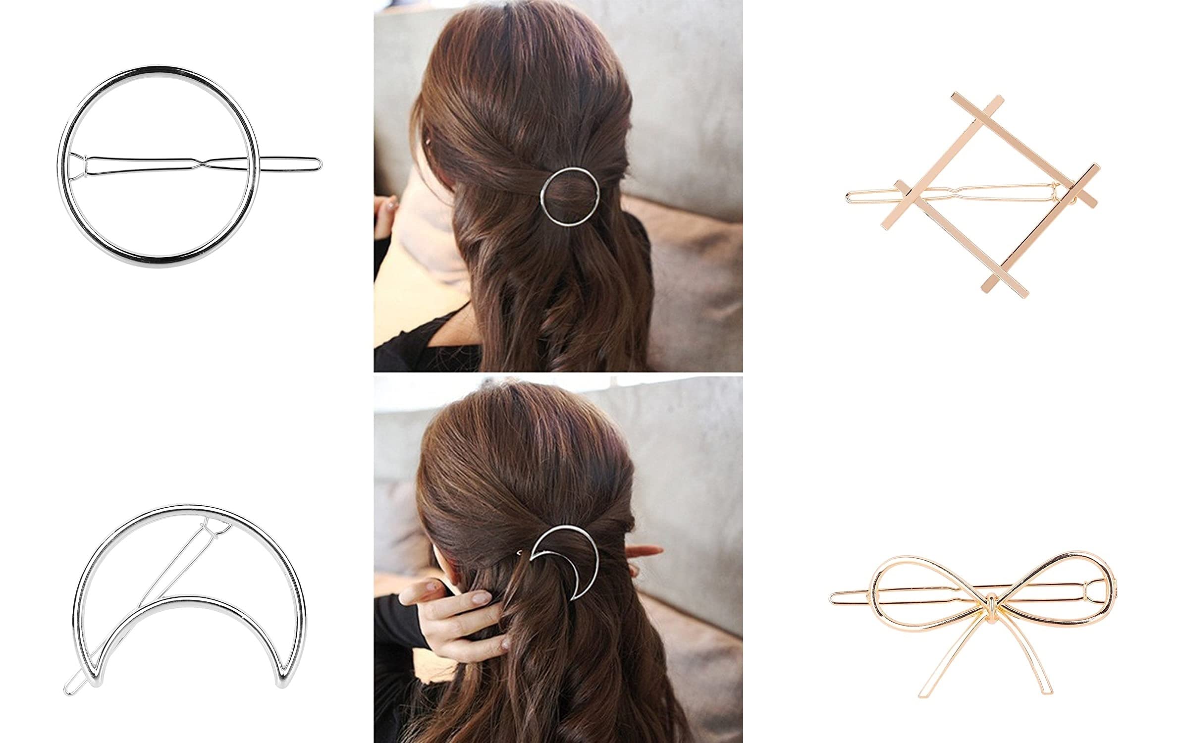 Korean Style Pearl Barrettes & Marble Alligator Hair Clips for Women - 4-Pack Hair Accessories Set for Parties, Weddings & Everyday Wear