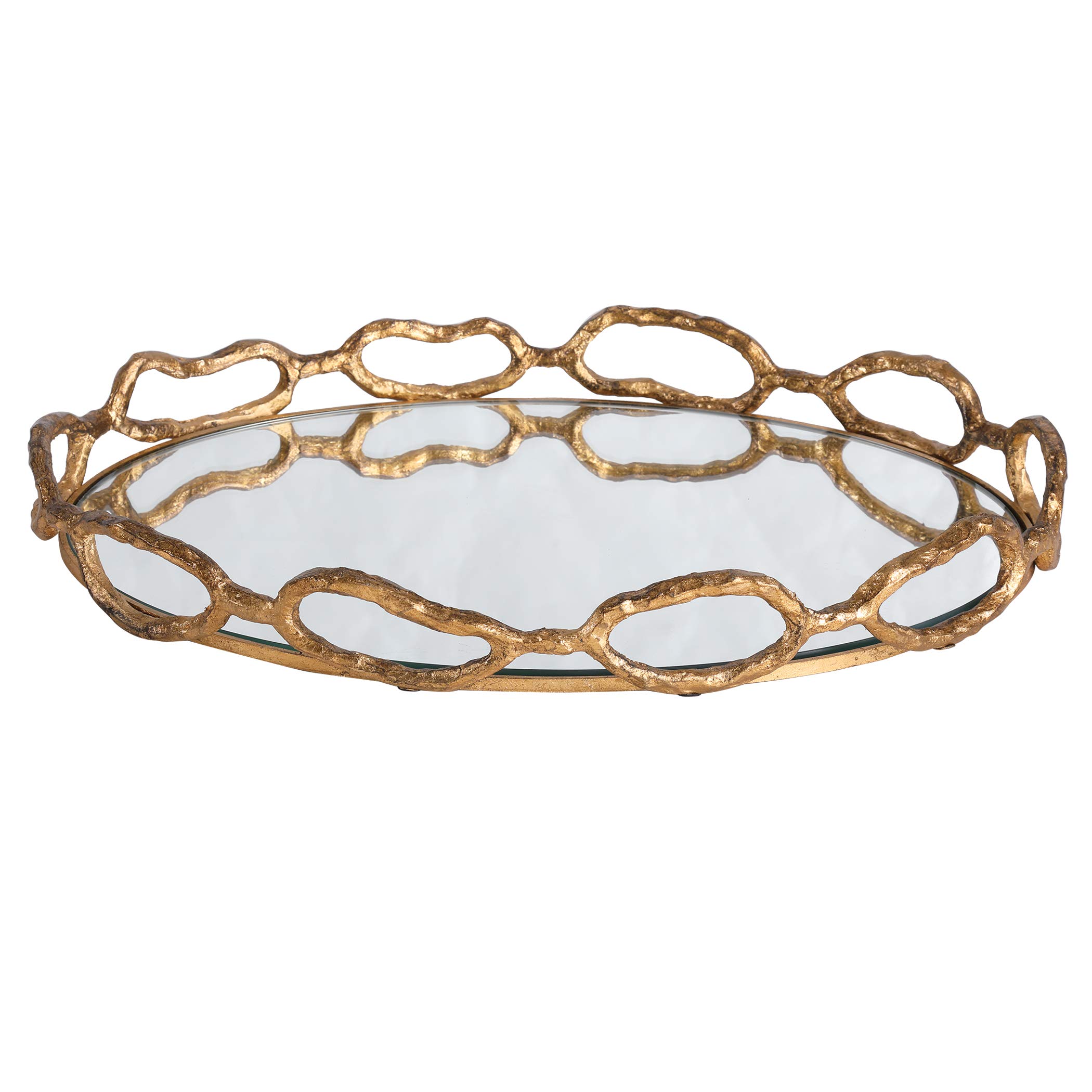 Mirrored Tray with Cable Chain - Elegant Home Decor for Jewelry & Essentials