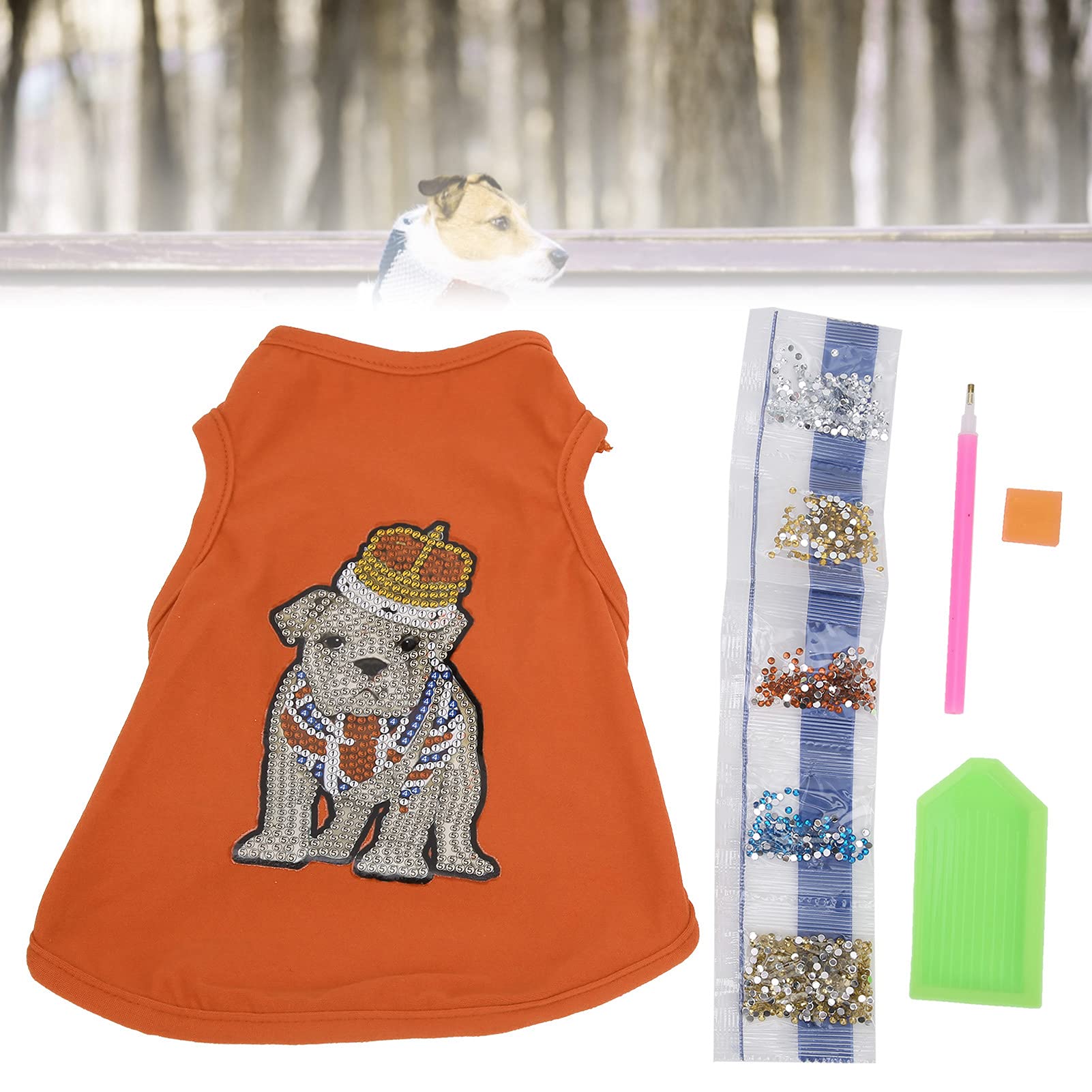 Painting Dog T-Shirt - Cute & Fashionable Breathable Washable Pet Apparel for Dogs - Orange Santa Claus Design (Medium) - Perfect for Christmas, Pet Parties & Photo Shoots