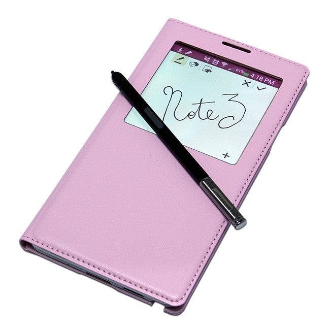 Premium Genuine Leather Flip S View Case for Samsung Galaxy Note 3 III N9000 - Slim Protective Smart Cover with Card Slot | Perfect for Business, Travel & Everyday Use