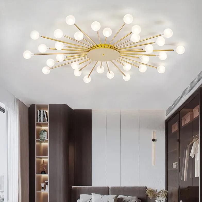 Modern Starburst Glass Pendant Light - Elegant Ceiling Fixture for Living Room, Dining Room & Bedroom - Energy Efficient LED Chandelier for Home Decor