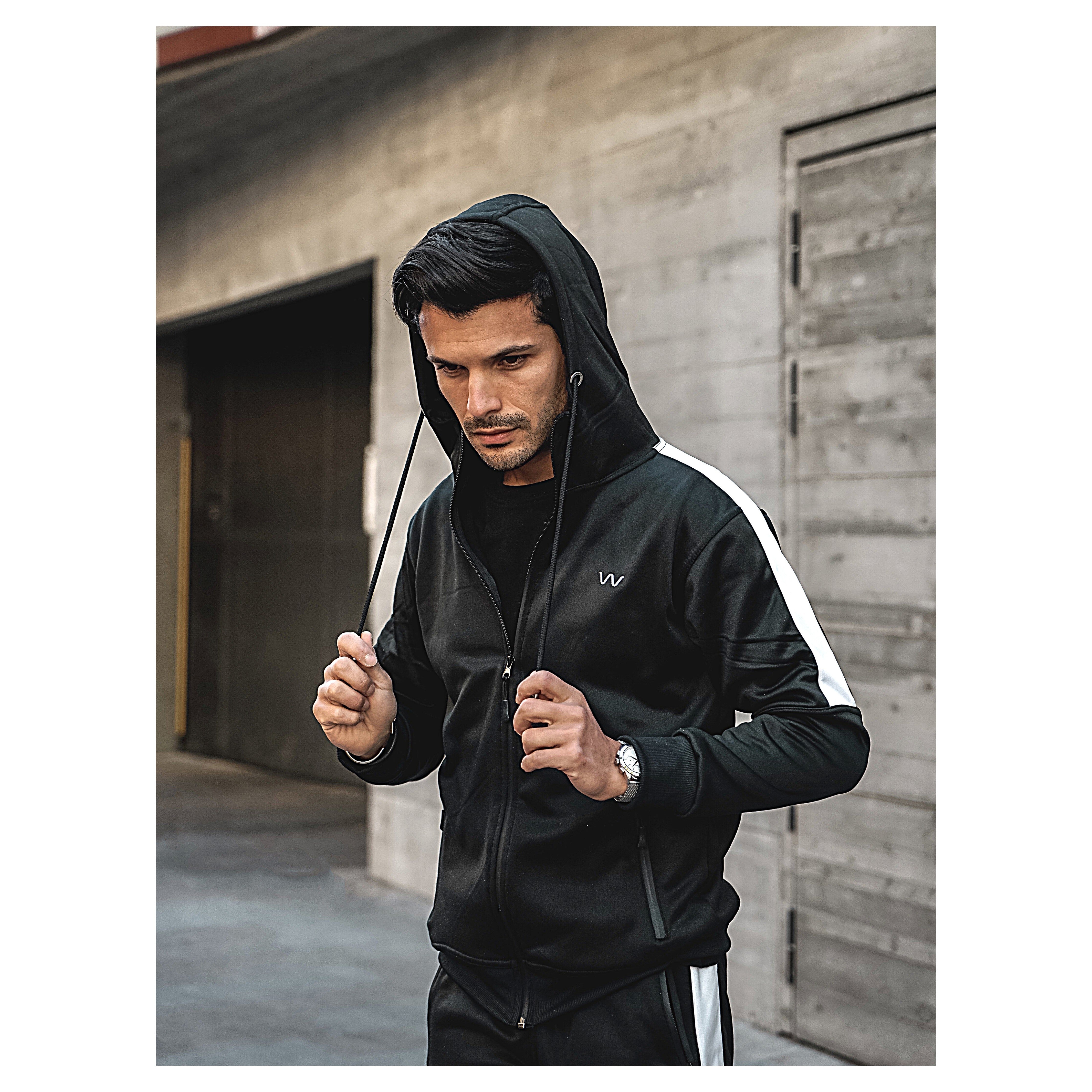 Men's Black 2-Piece Tracksuit Set - East London Style for Casual Wear & Gym Workouts