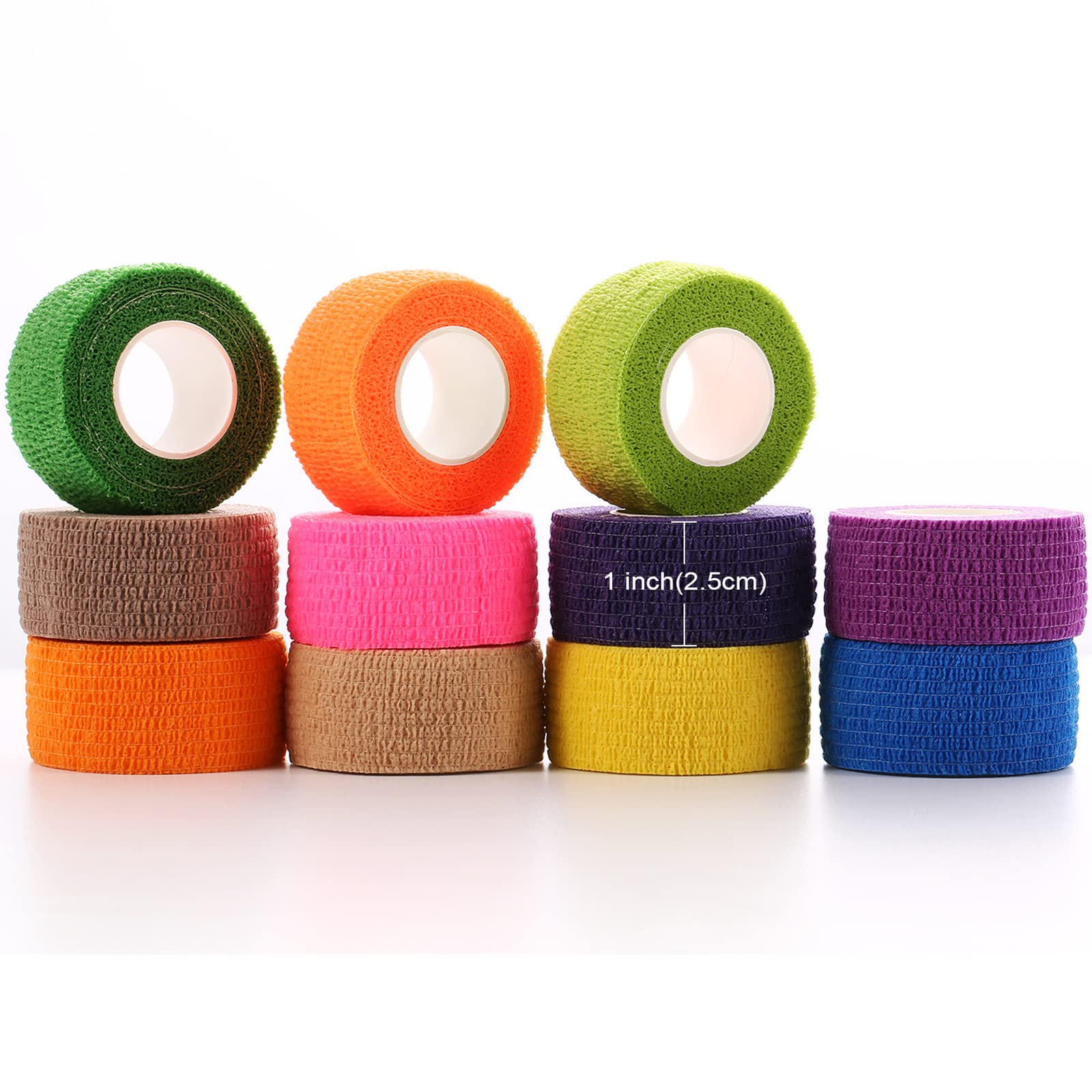 24 Pack Self-Adhesive Cohesive Wrap Bandages - 1 Inch x 5 Yards Elastic Athletic Tape for Sports, Wrist & Ankle Support - First Aid, Gym, Running & Injury Recovery