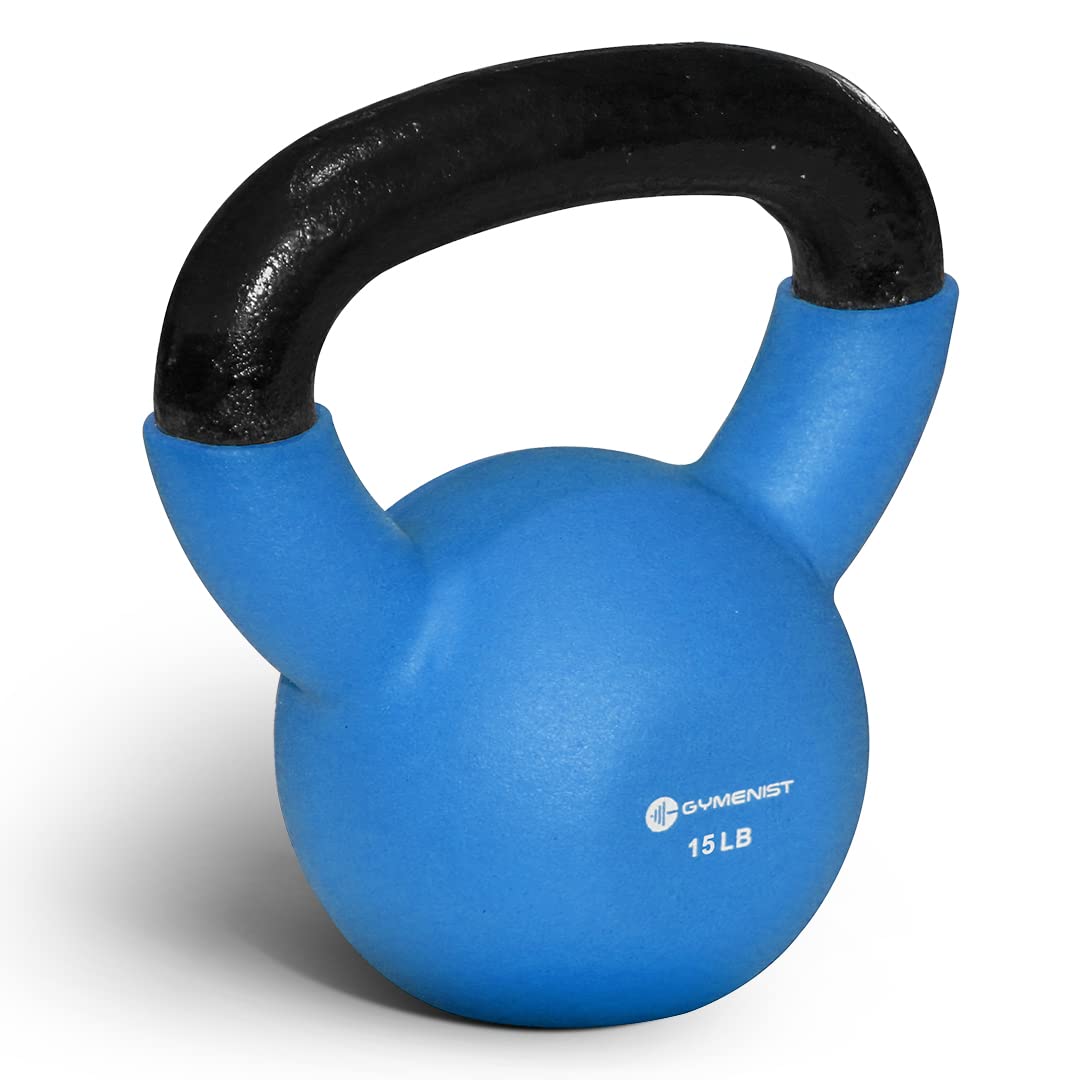 GYMENIST Neoprene Coated Kettlebell - 5-50 lbs Iron Weights for Home Gym, CrossFit & Strength Training - Perfect for HIIT, Cardio & Full Body Workouts