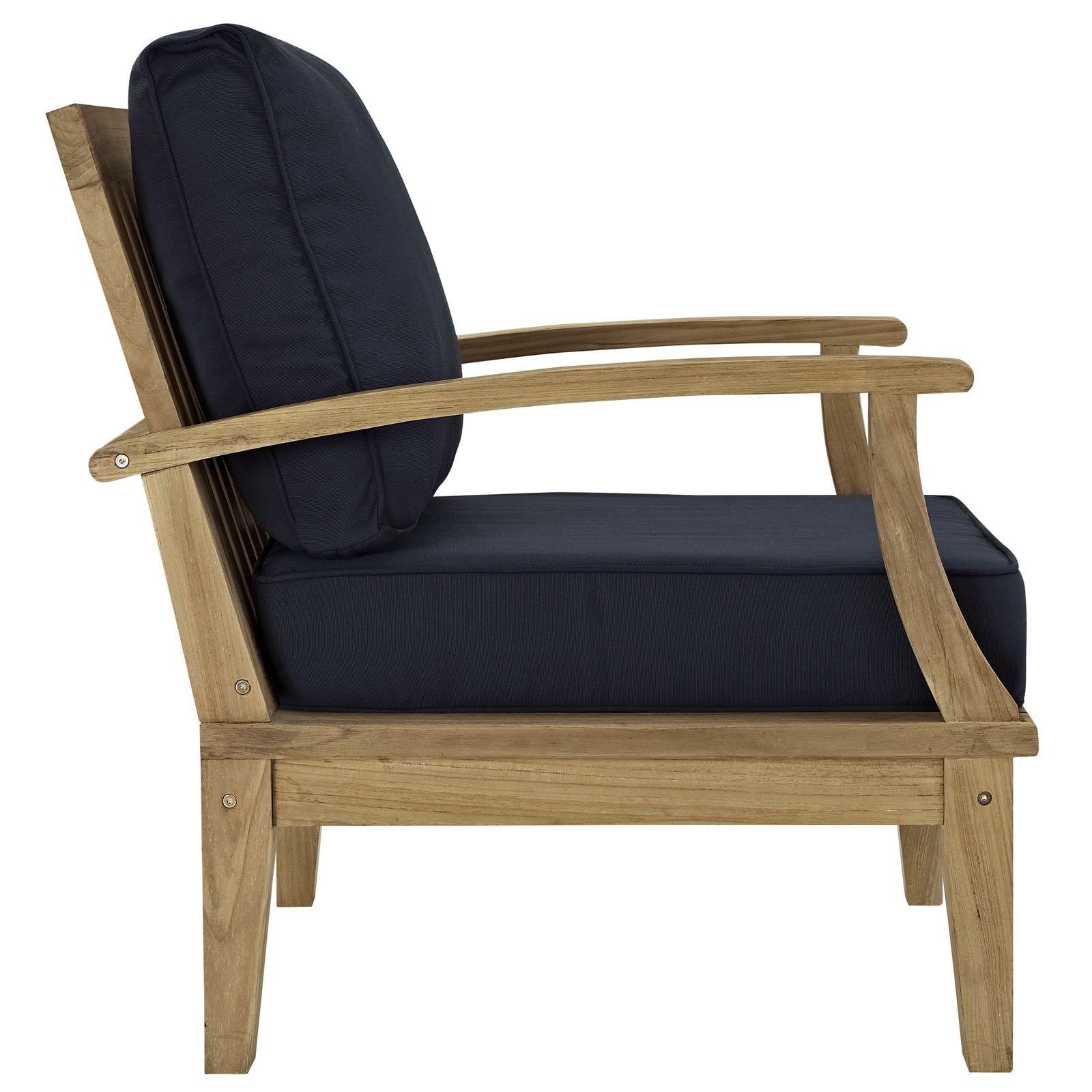 Premium Grade A Teak Wood 5-Piece Outdoor Patio Furniture Set - Modway Marina in Natural Navy - Perfect for Backyard, Garden, Poolside & Patio Relaxation