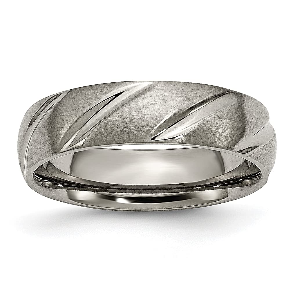 ICE CARATS Titanium 6mm Swirl Band Ring for Men - Elegant Wedding, Fashion Jewelry Gift for Dad, Husband & Boyfriend - Perfect for Anniversaries, Engagements & Special Occasions