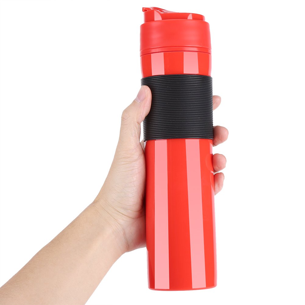 350ML Portable Hand Brew Coffee Mug - Travel Tea & Coffee Maker with Food Grade PP Plastic - Perfect for Camping, Office & Outdoor Adventures (Red)
