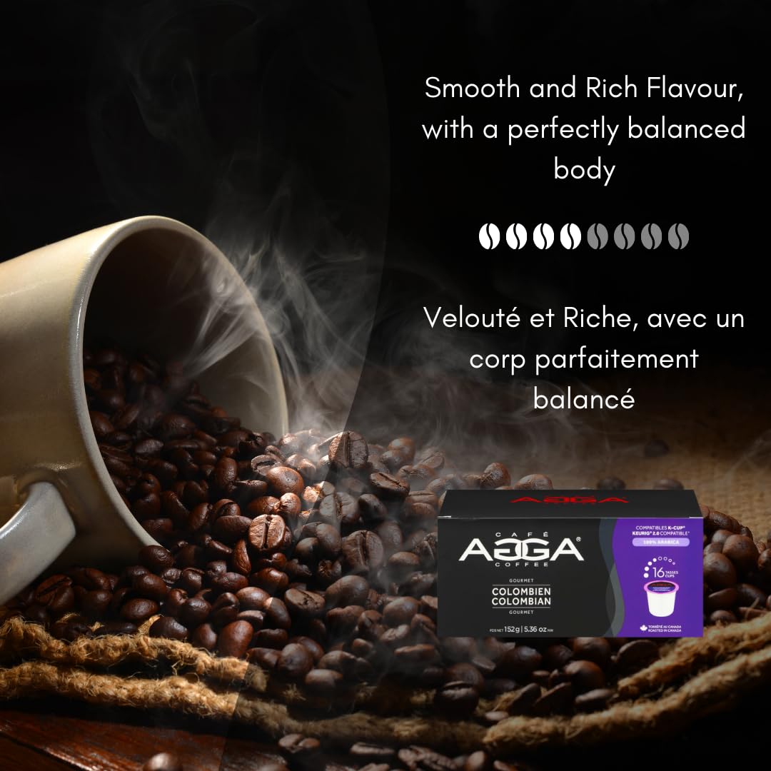 **Agga Coffee - 96 Recyclable & BPA-Free Keurig K-Cup Pods - 100% Arabica, Kosher Certified - Compatible with Single-Serve Brewers - Colombian Gourmet Flavor - Perfect for Home, Office & Gifting**
