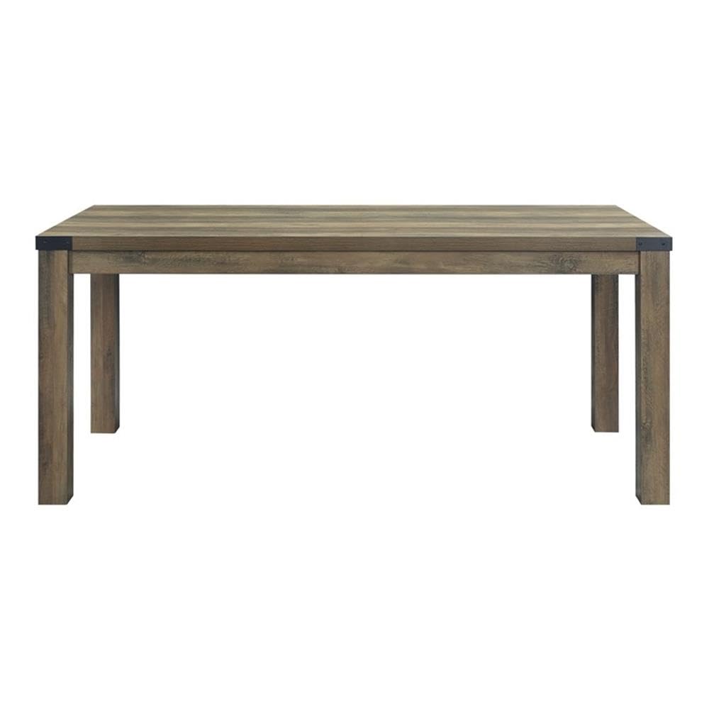Acme Abiram Rustic Oak Wooden Rectangular Dining Table - Perfect for Farmhouse Kitchens, Dining Rooms & Outdoor Entertaining
