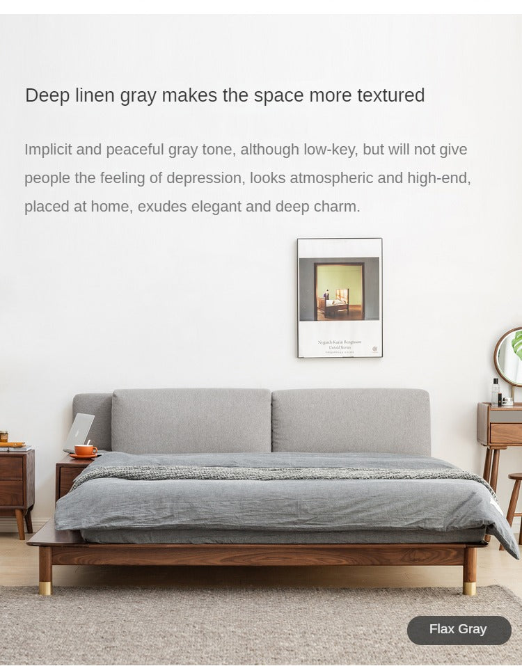 Premium Black Walnut Solid Wood Bed Frame - Luxury Multifunctional Soft Bed for Master Bedroom & Guest Room - Modern & Stylish Home Furniture