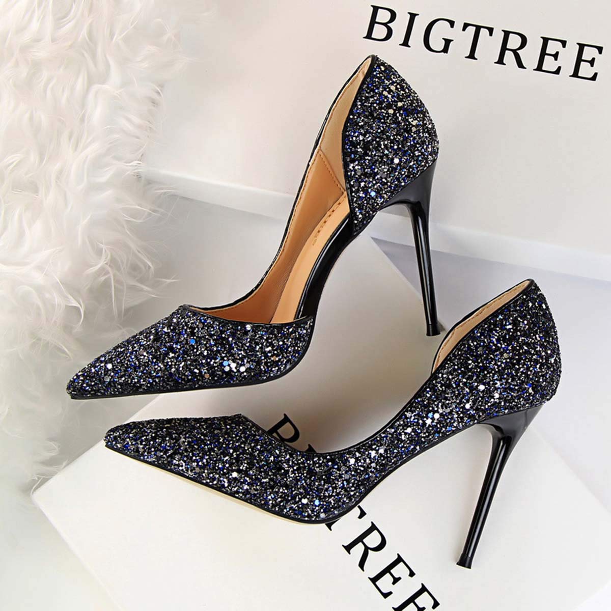 JOEupin Women's High Heel Pumps - Sexy Stiletto Dress Shoes for Wedding, Party & Evening Wear - Elegant Semi-Open Toe Women's Heels for Formal Occasions, Date Night & Special Events