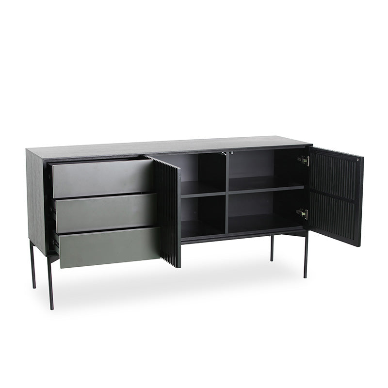 SEGAN 160cm Sideboard Buffet Cabinet - Modern Black & Grey Storage for Dining Room, Living Room & Entryway - Perfect for Organizing Dishes, Linens & Home Decor