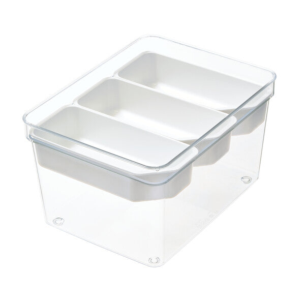 Large Fresh Produce Storage Bin with 3 Adjustable Dividers - Perfect for Organizing Fruits & Vegetables in Kitchen, Pantry or Refrigerator