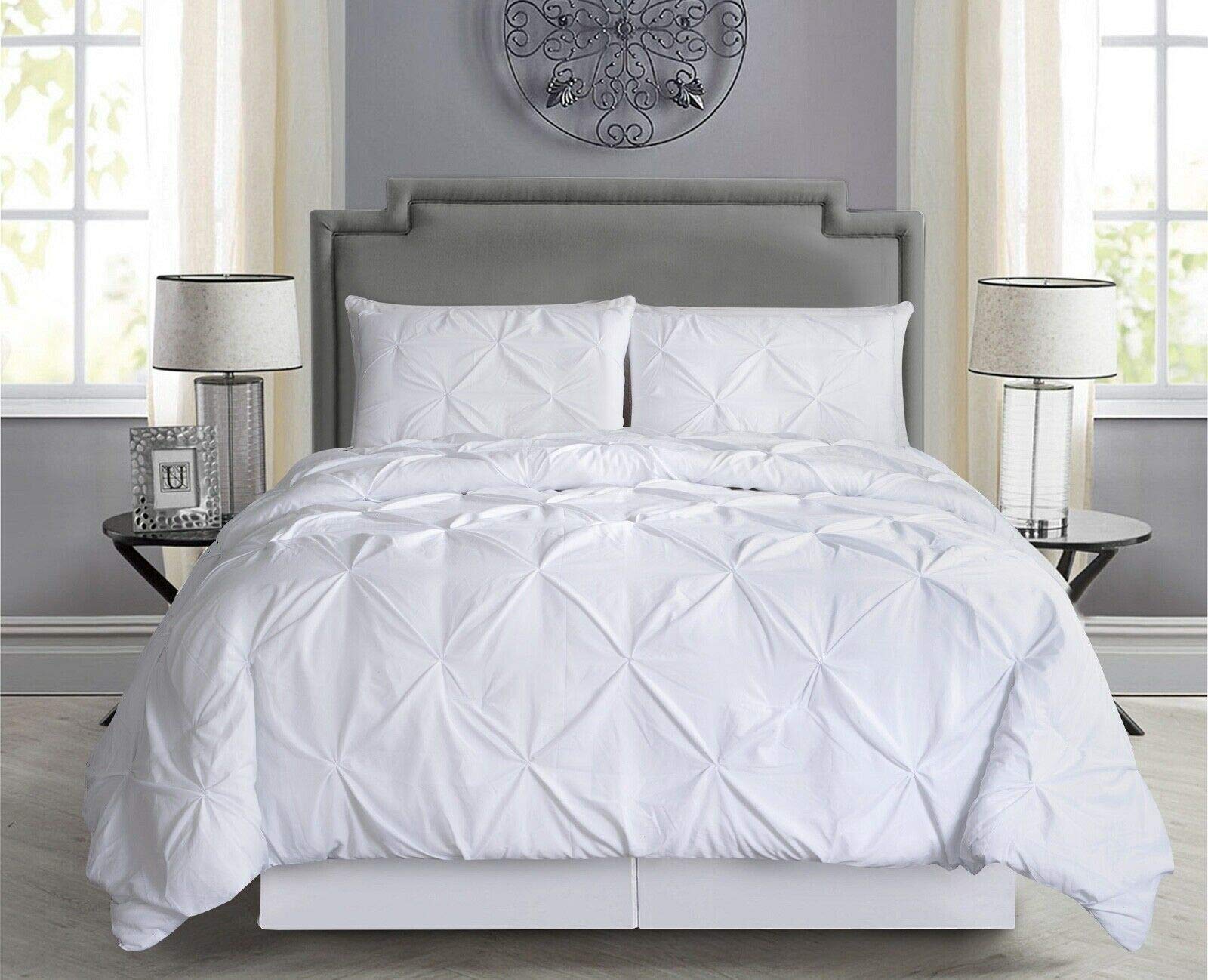 Empire Home 4-Piece Pintuck Comforter Set with Matching Pillowcases - Full Size, White - Soft & Luxurious Bedding for Master Bedroom, Guest Room, or Dorm