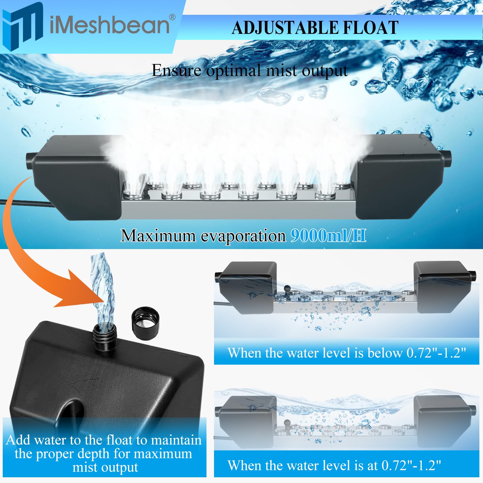 12-Head Ultrasonic Mist Maker Fogger - 9000mL/H High Output, 400W with Buoy & IP67 Waterproof Power Supply - Perfect for Ponds, Greenhouses, Rock Gardens, Lawn Misting & Halloween Decorations - Creates Magical Atmosphere for Parties, Weddings & Home Landscaping