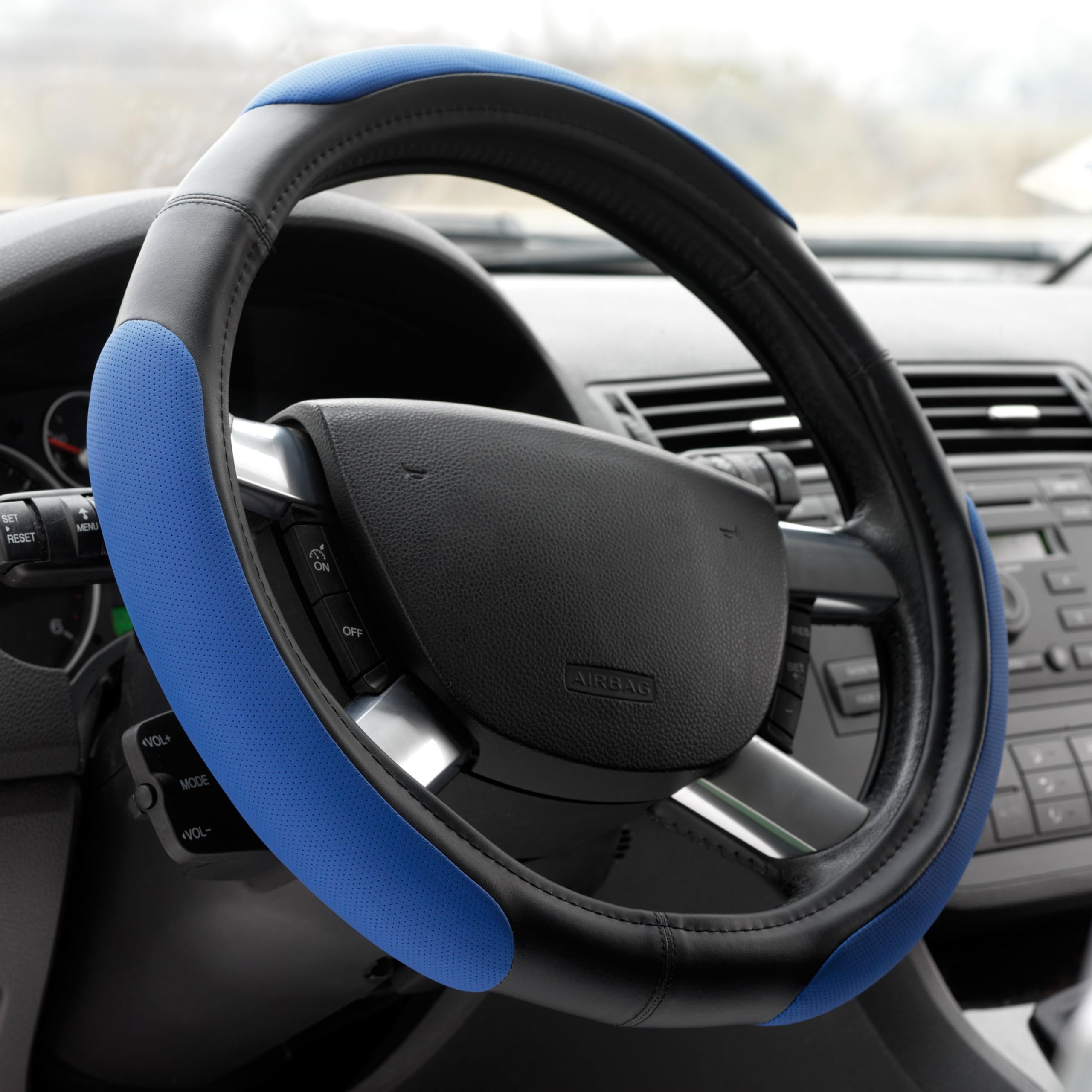 Orion Car Steering Wheel Cover - Odorless Material, Blue, 37-39 cm Diameter - Non-Slip Grip for Comfortable Driving & Car Interior Upgrade