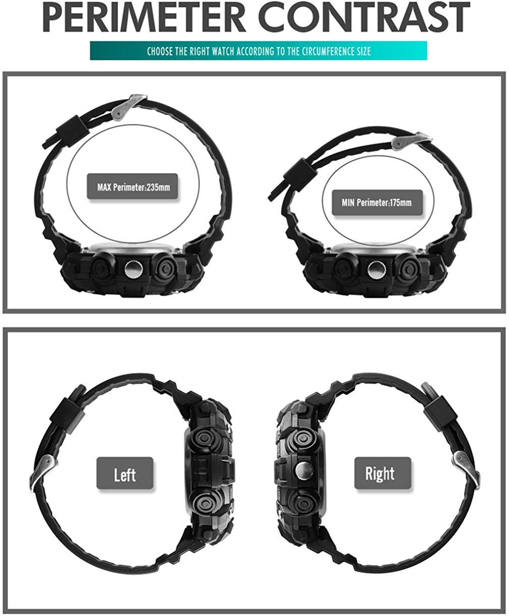 MASTOP Men's Analog Digital Dual Display Military Sports Watch - Waterproof, Shockproof, Multifunction with Alarm & LED Backlight - Perfect for Outdoor, Running, Hiking & Daily Use