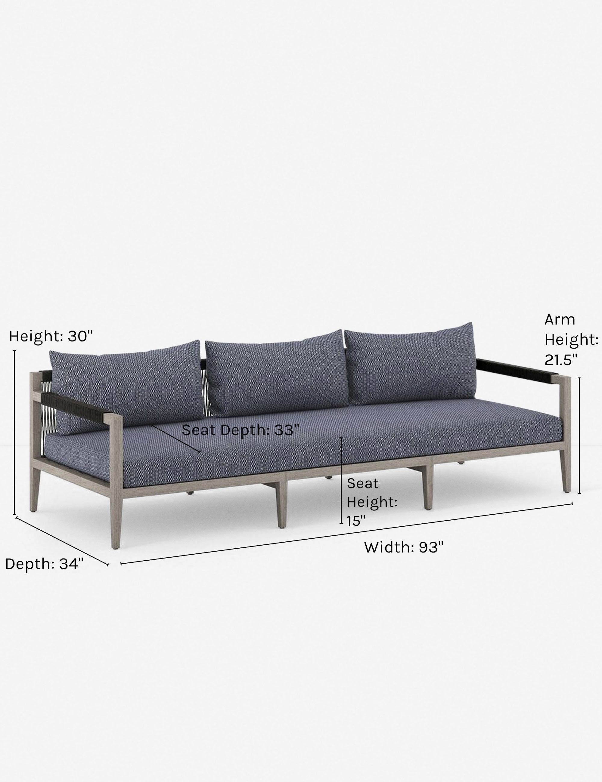 Cadenza Indoor Outdoor Sofa - Waterproof & Weather-Resistant Patio Furniture for Living Room, Garden, and Backyard Relaxation