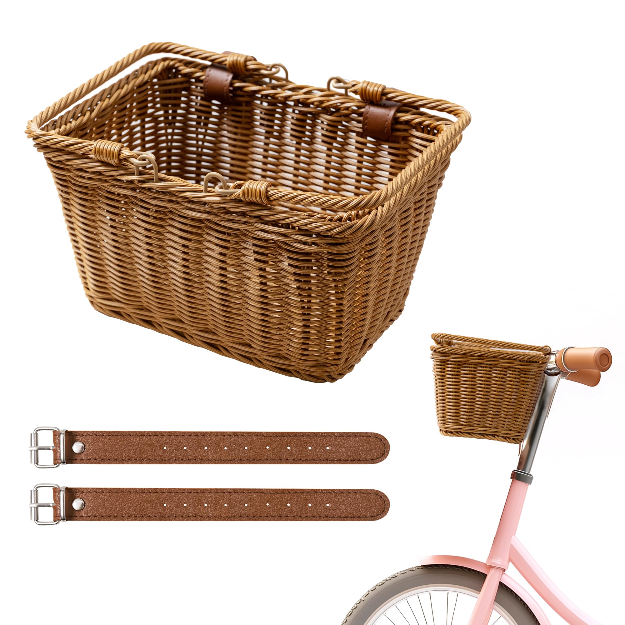 GRANNY SAYS Kids Bike Basket - Front Mount Wicker Bicycle Basket for Boys & Girls, 9.75