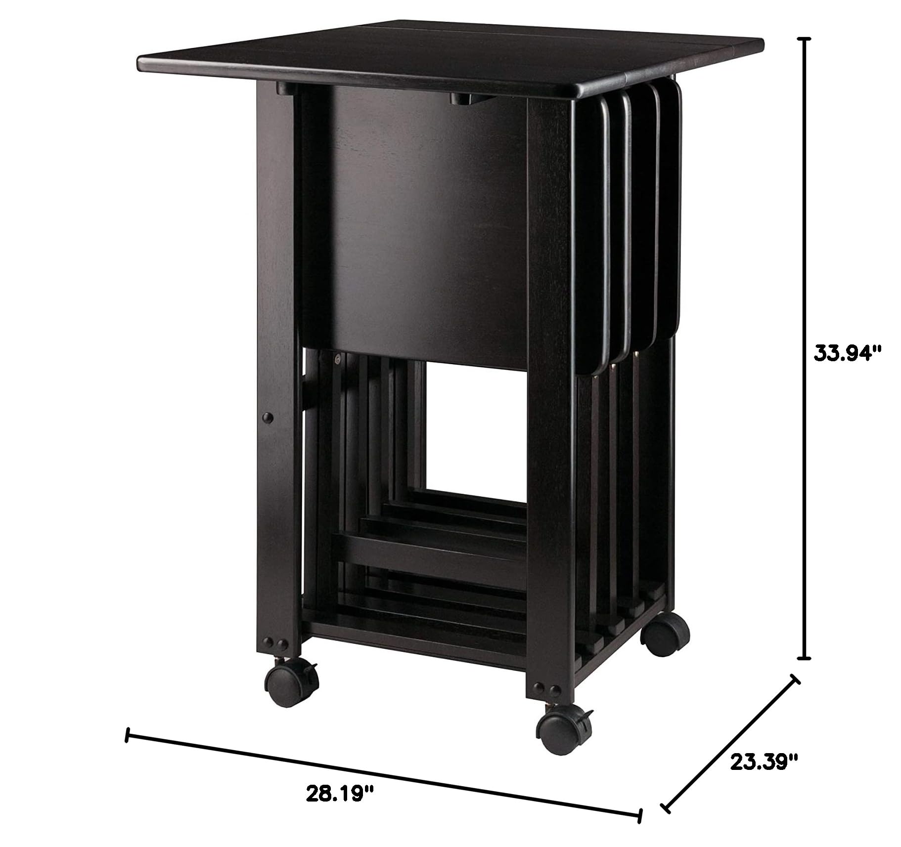 Sophia 5-Piece Foldable Snack Tray Table Set with Built-in Handles - Compact Space-Saving Design, Sturdy Wooden Surface (23.39