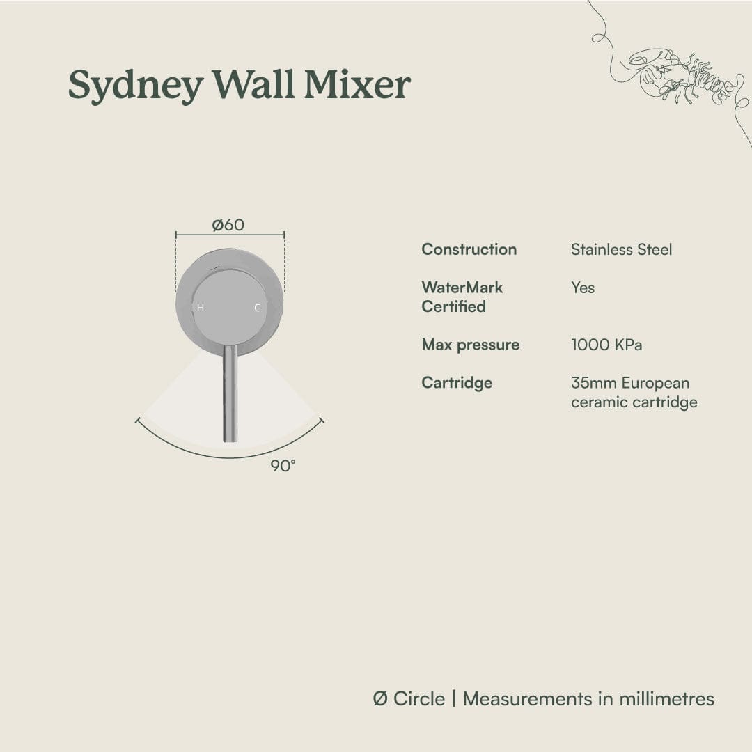 Sydney Wall Mixer Chrome - Premium Bathroom Faucet for Modern Homes | Perfect for Bathroom Sink, Vanity, and Powder Room Installation