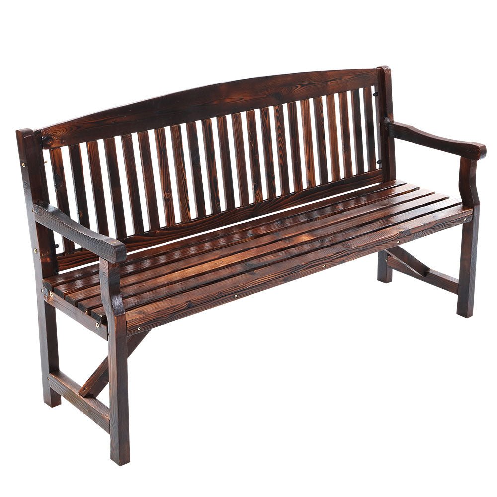 5FT Outdoor Garden Bench - 3 Seat Wooden Patio Furniture in Charcoal for Backyard, Porch, and Garden Relaxation