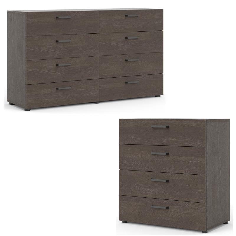Home Square 2-Piece Bedroom Set with 8-Drawer Dresser & 4-Drawer Chest in Dark Chocolate - Complete Bedroom Furniture for Master Bedroom, Guest Room or Apartment