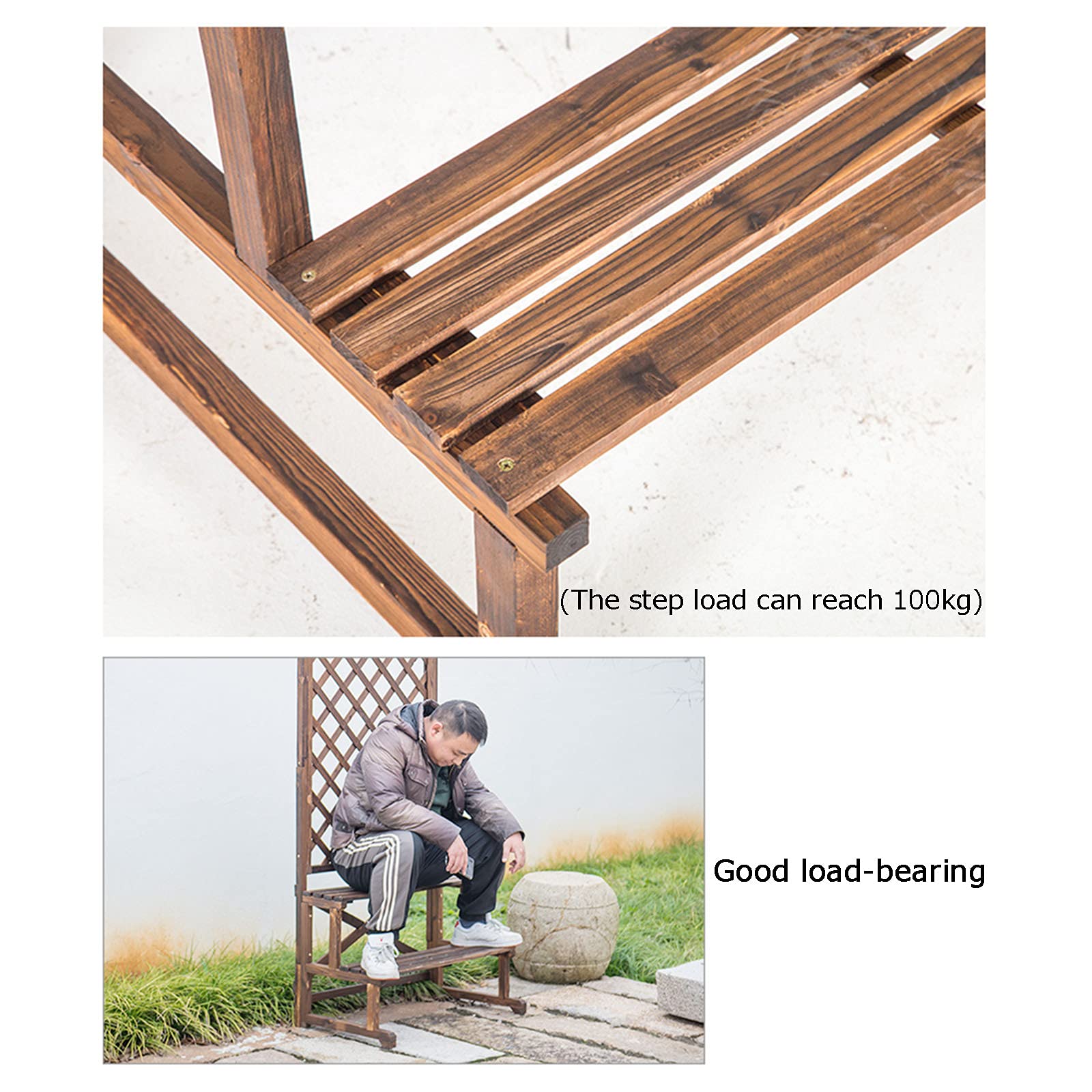 Large Wooden Plant Stand for Outdoor Garden - Freestanding Lattice Planter with Trellis for Climbing Plants, Natural Rectangular Raised Bed (96x50x172cm) - Perfect for Patio, Yard & Indoor Decor